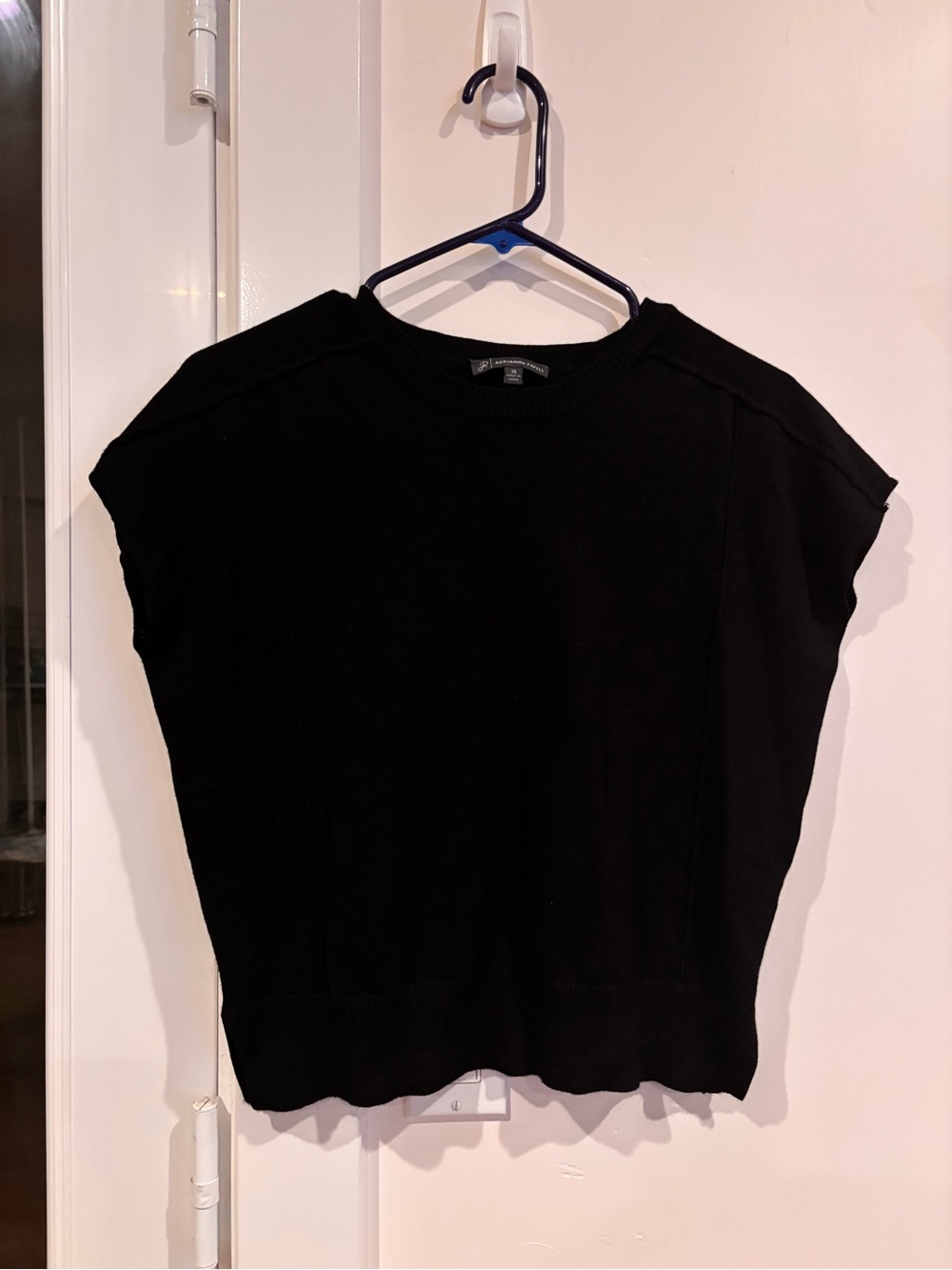 Adrianna Papell Black Cap-Sleeve Knit Top